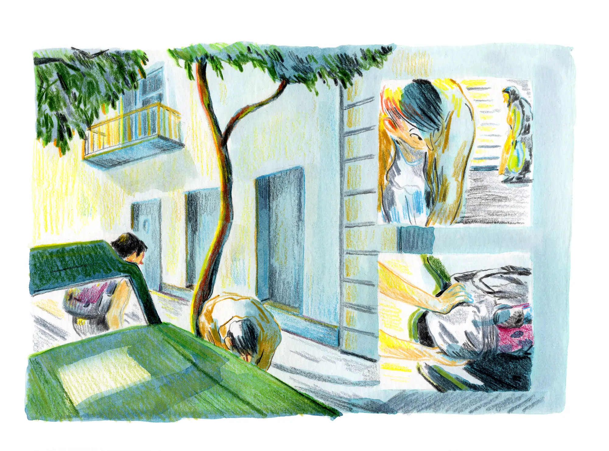two women and a car
