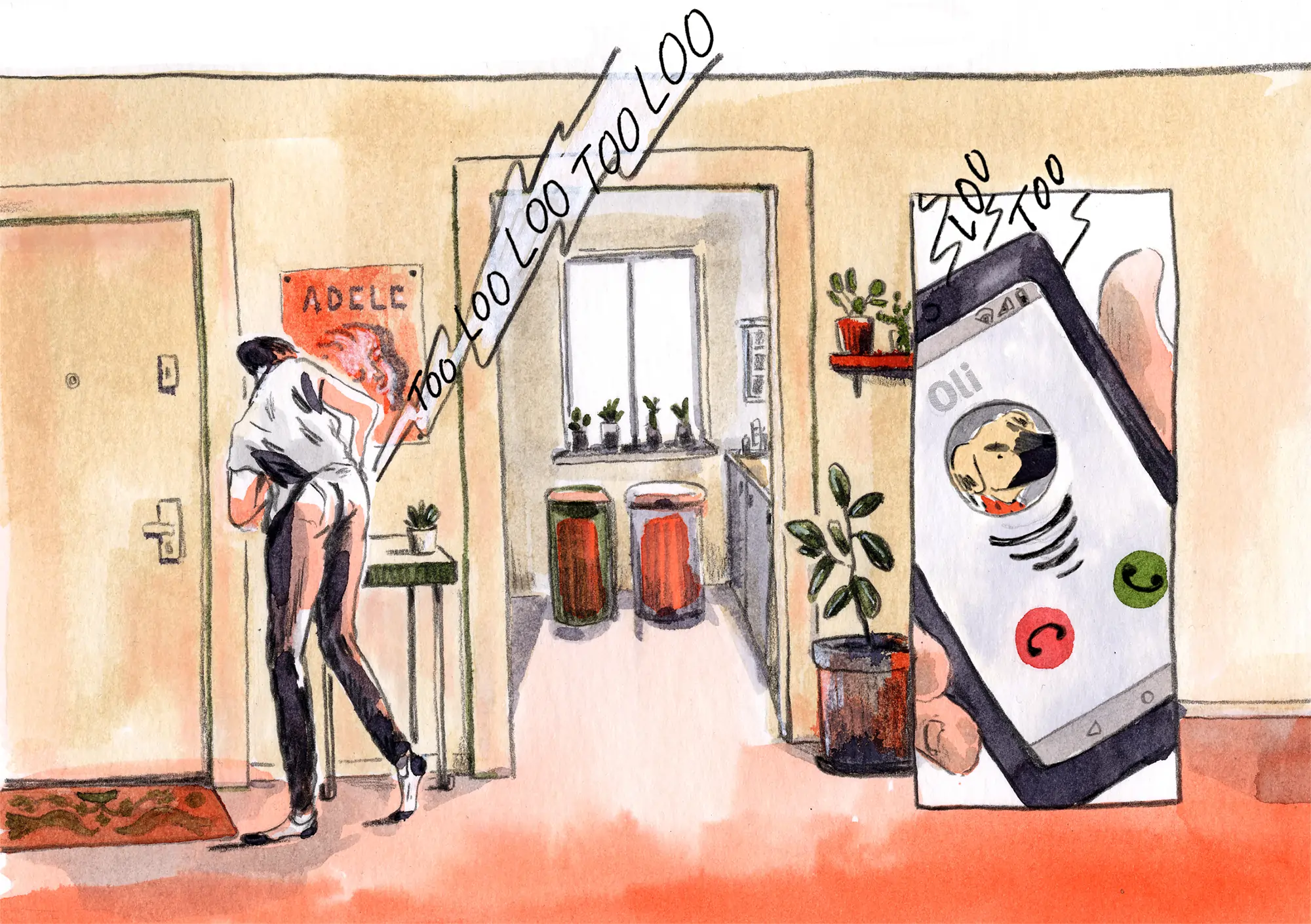 woman, phone ringing